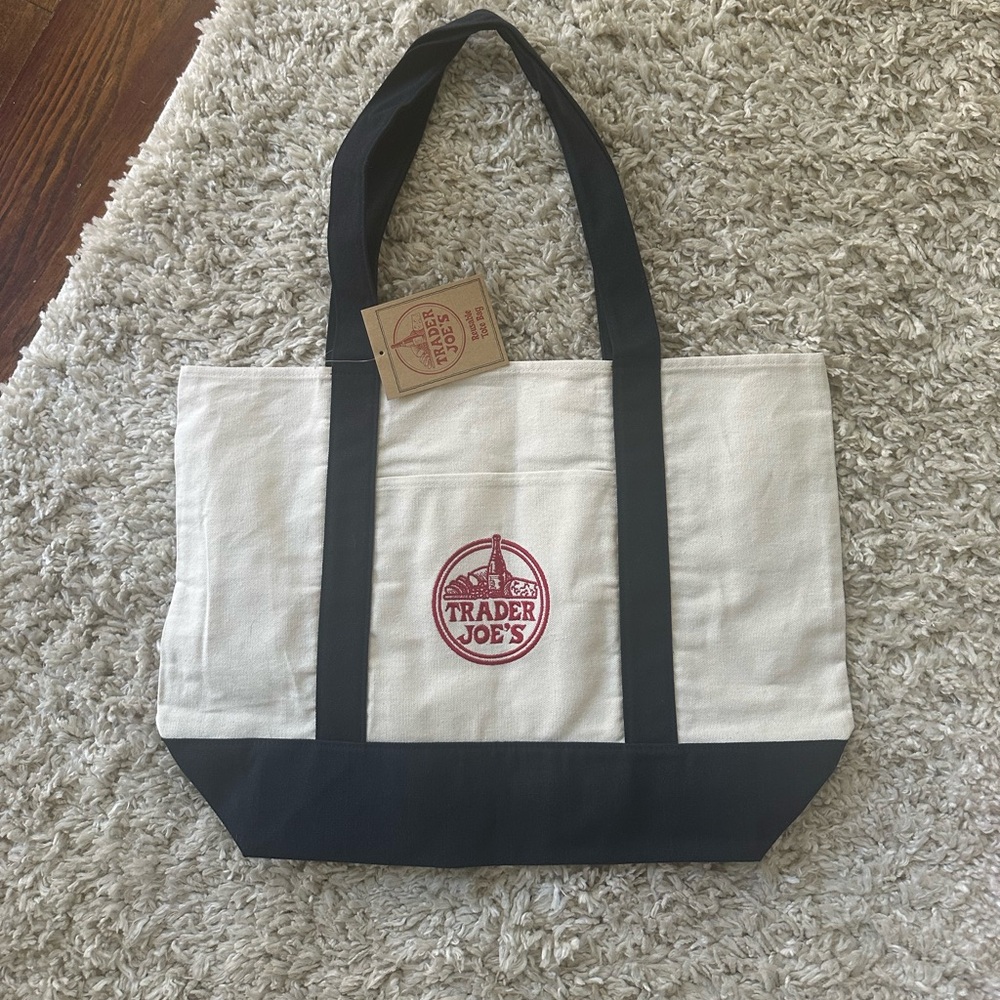 Trader Joe's Canvas Tote in Natural with Black Trim